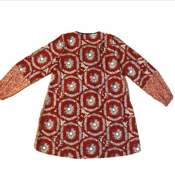 Women’s Red Geometric Relaxed Fit Boho Tunic - Picture 16 of 16